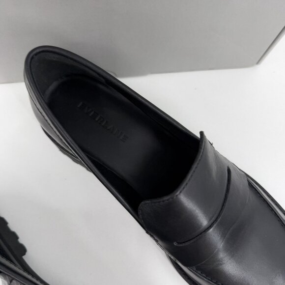 Everlane The Lug Loafer in Black Leather size 8 Women's Chunky Heel - Picture 5 of 8